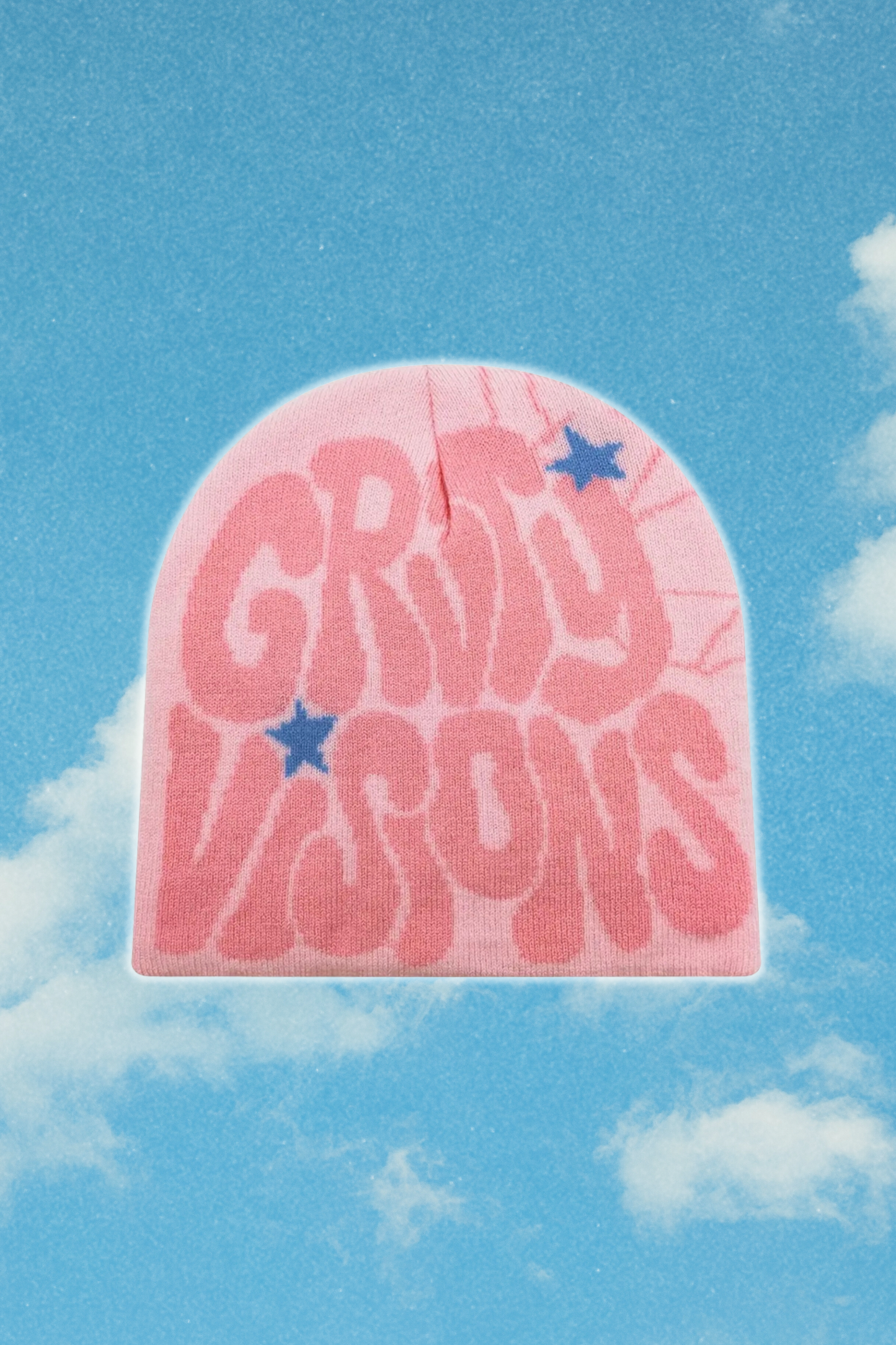 Berretto Knit Rosa con Grafica Rosa/Azzurra e Ragnatela
